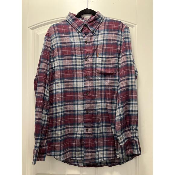 Chaps Men’s Long Sleeve Button‎ Down Soft Plaid Flannel Casual Shirt Size L Blue - Picture 1 of 4